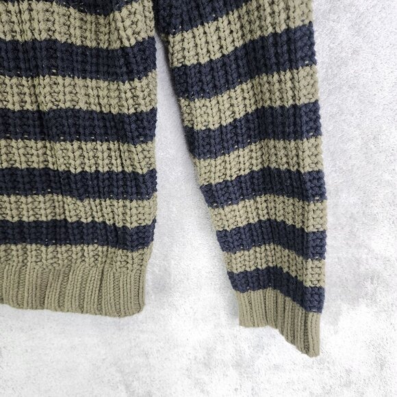Womens Express Olive & Black Striped Knit Sweater Crew Neck Long Sleeve Size M - Picture 5 of 11
